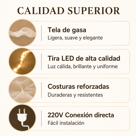 Cortina de Luces LED Tipo Telón 100×70 cm Luz Cálida para Bodas y Eventos