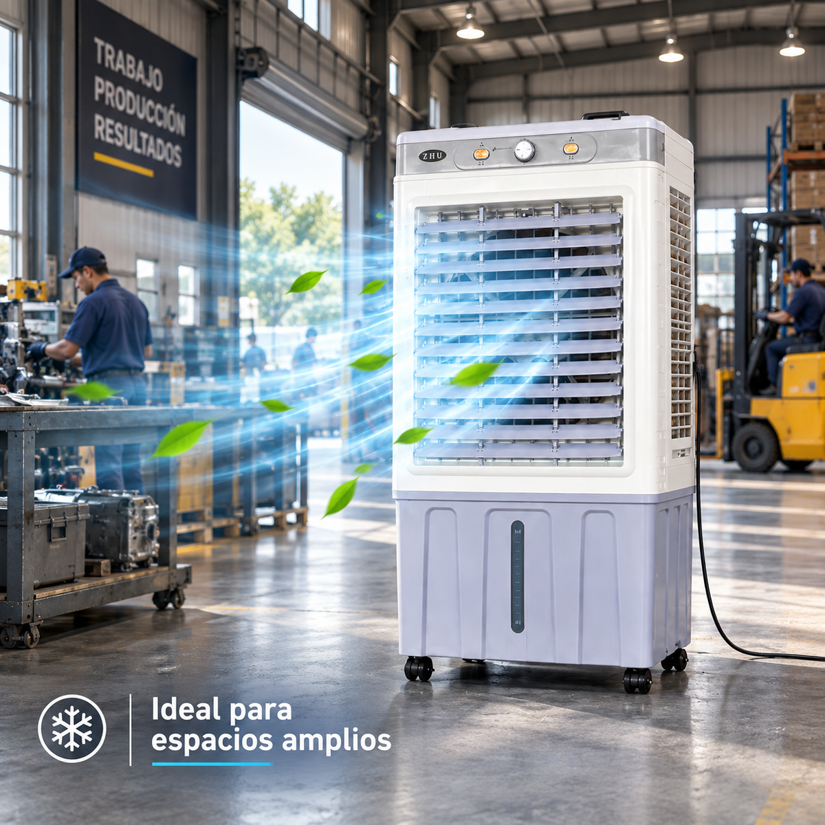 ZHU|Enfriador de Aire Industrial 101L 320W para Grandes Espacios