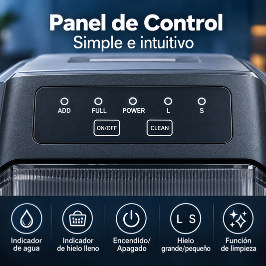 Máquina de Hielo Portátil 85W 12 kg/día con Autolimpieza para Hogar, Cocina, Quincho y Fiestas