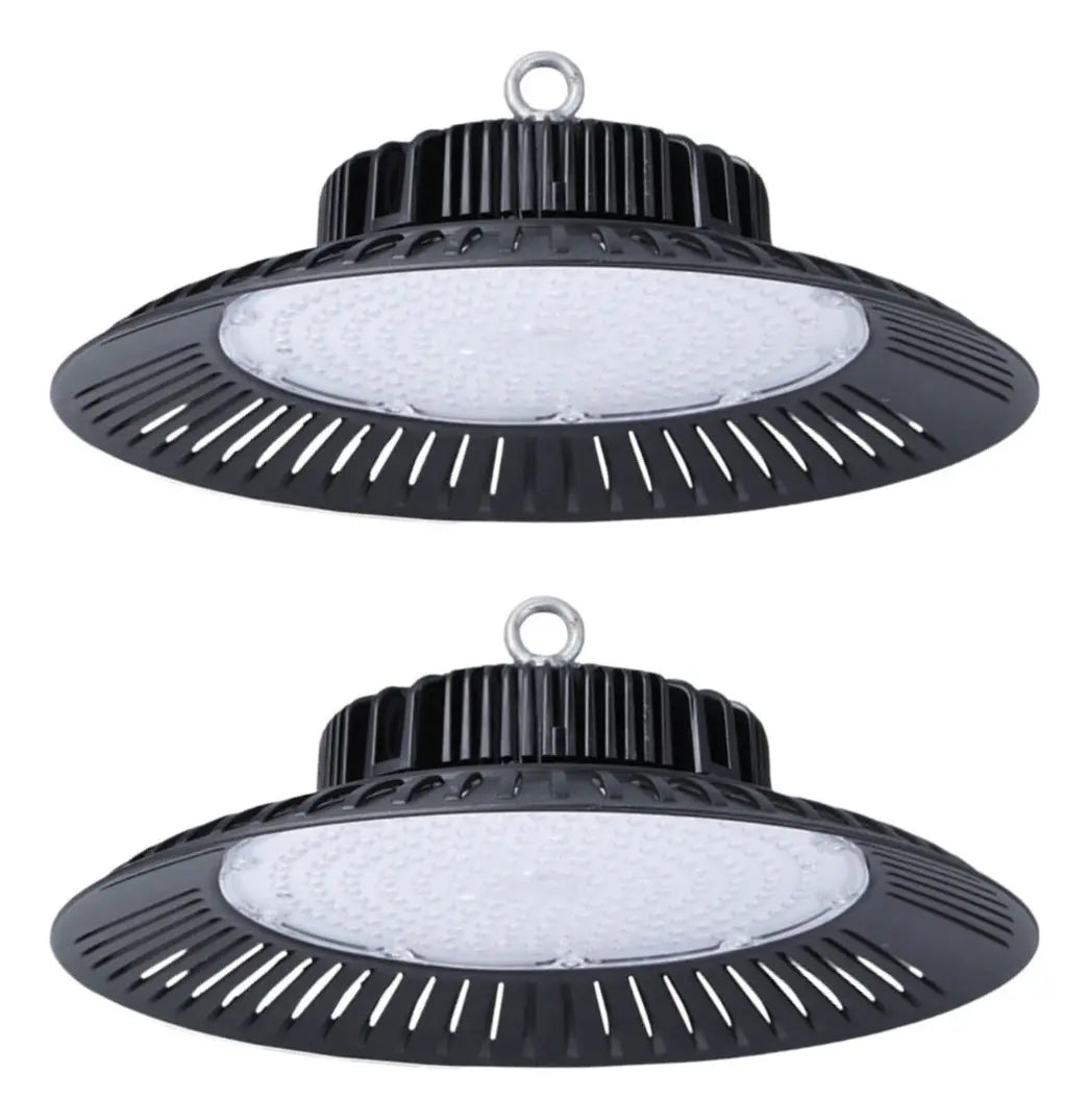 Pack de 2 campanas LED UFO 200W para galpón, bodega o taller
