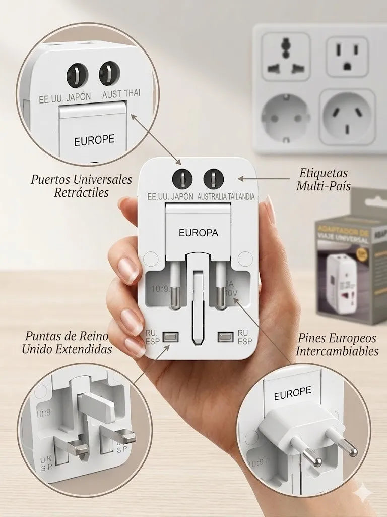 Adaptador Universal de Viaje para Enchufes Internacionales