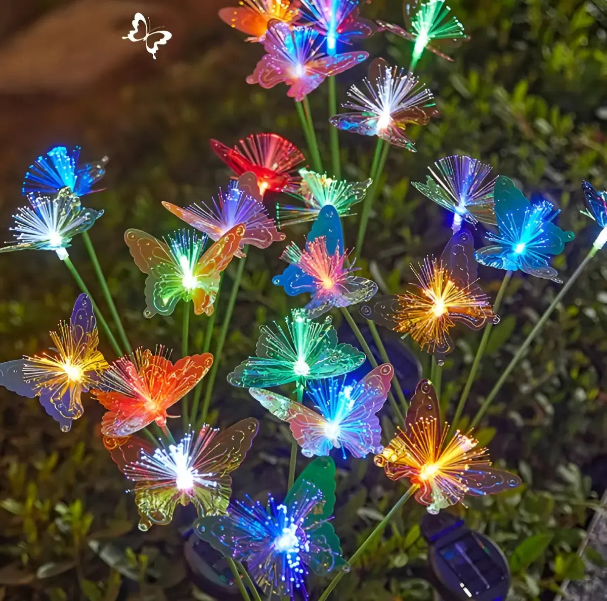 Pack 2 Estacas Solares Mariposa 6 Led Luz Cálida Exterior