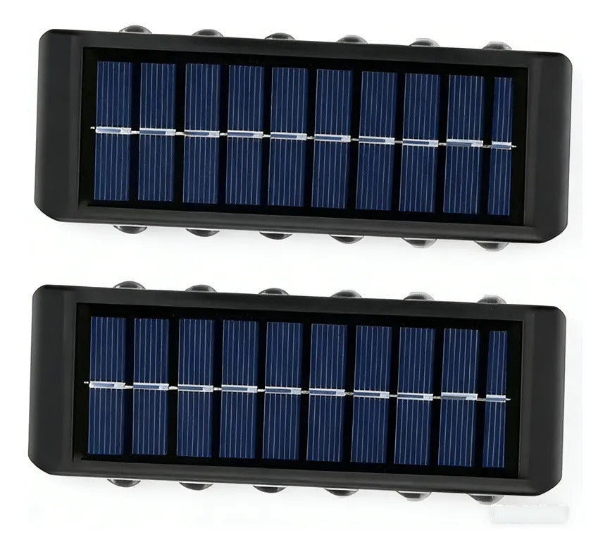 Pack 2 Apliques Solares de Muro 12 LED con Luz Cálida Bidireccional