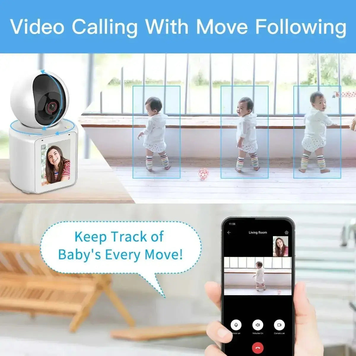 Monitor Bebé IP Wifi 2.4G Cámara 360° Audio y Video en Vivo