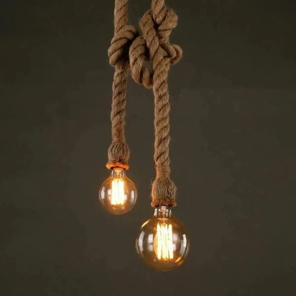 Lampara Doble Soquete Vintage Cuerda Soga Colgante
