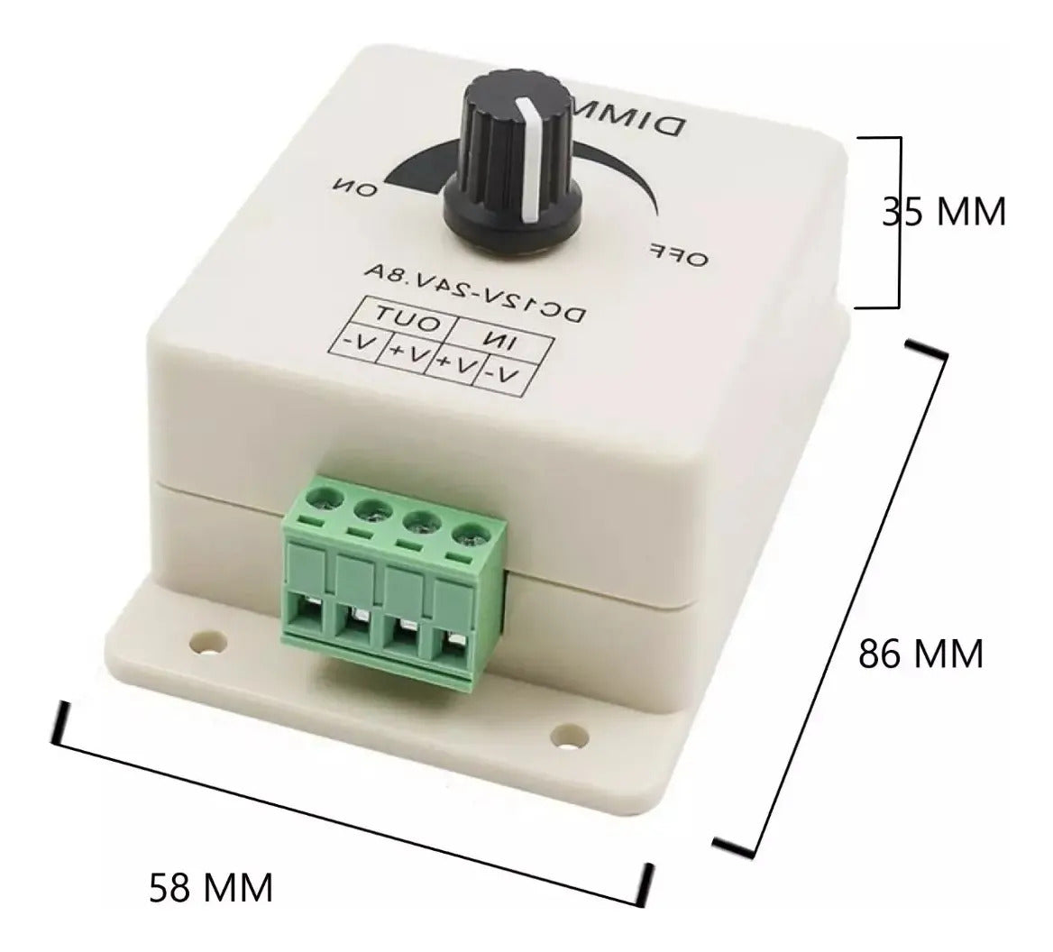 Medidas de dimmer para tira LED con control manual de brillo