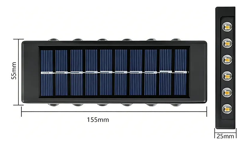 Pack 2 Focos Solares de Muro 12 LED Doble Luz