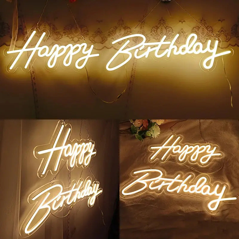 Letrero Neón LED Happy Birthday Luz para Fiesta 220V