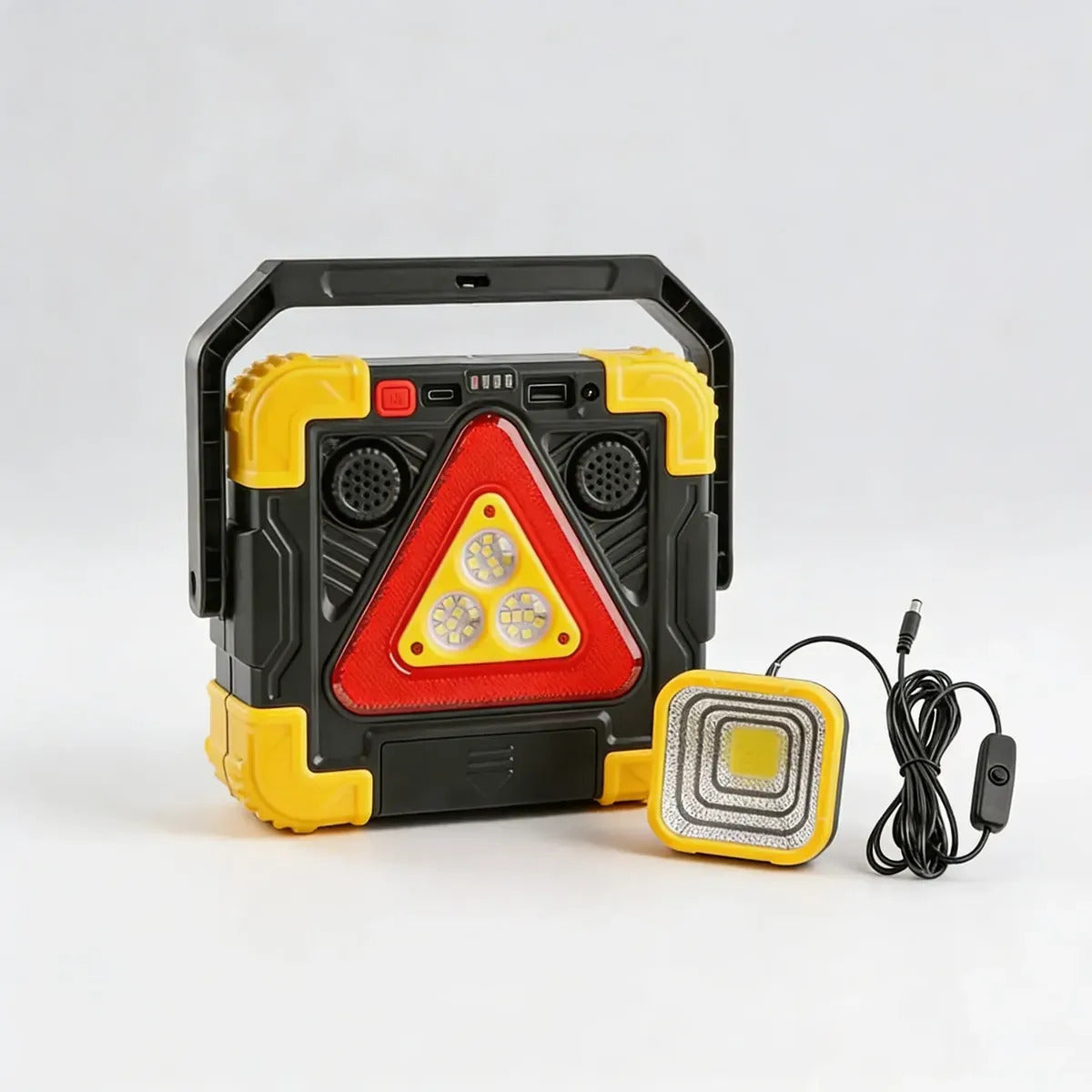 Lámpara Solar de Emergencia con Alarma, USB-C y Power Bank