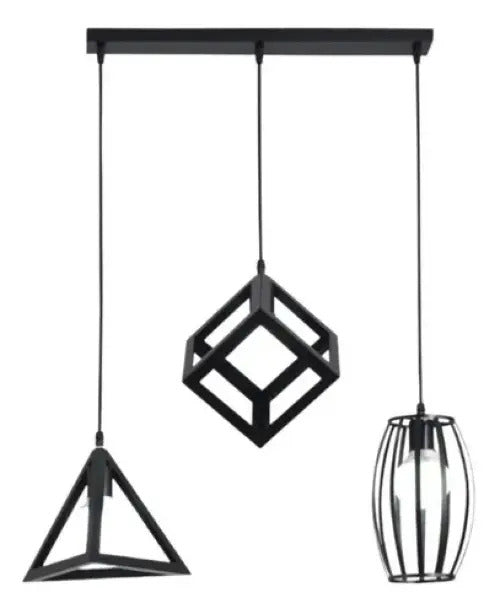 Lámpara Para Techo Colgante Vintage Con 3 Luces Y Cuerda