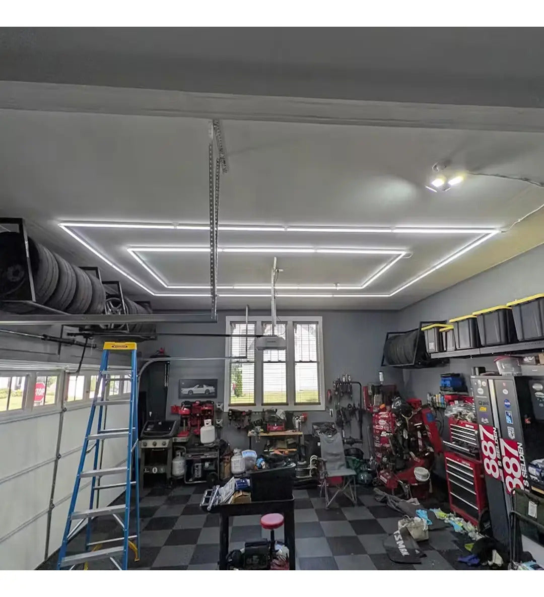 Kit de Luces LED de Techo 4.8x2.4m Luz Fría para Garaje