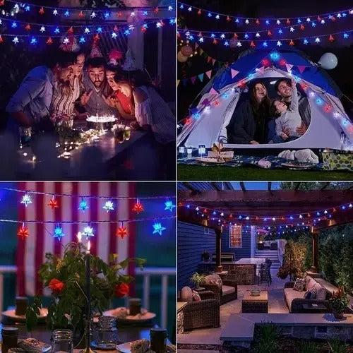 Guirnalda Solar 10m Estrellas Para Terraza Fiestas Patrias