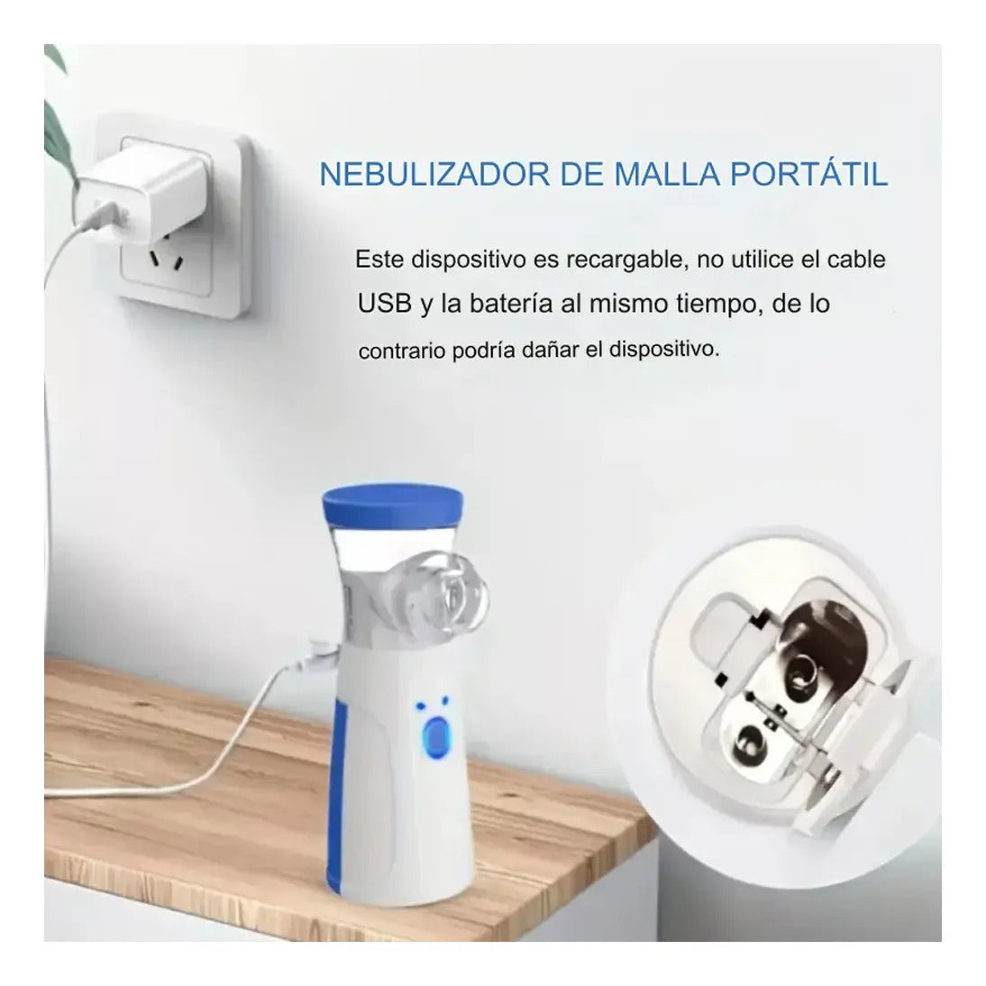 Nebulizador Inhalador Portatil Mesh Recargable Niño Adulto
