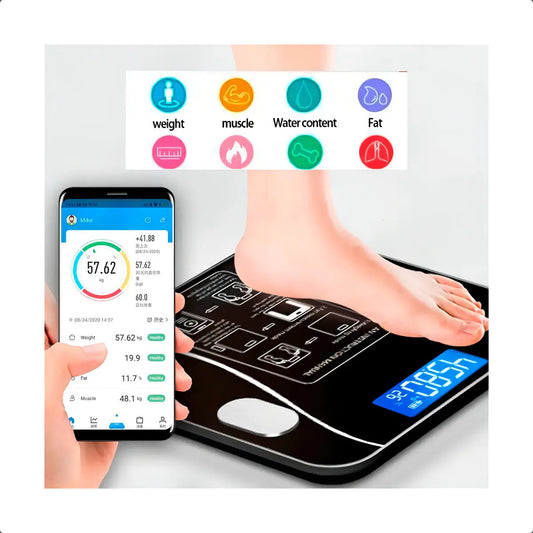Balanza Digital Inteligente Bluetooth Negra hasta 180 kg