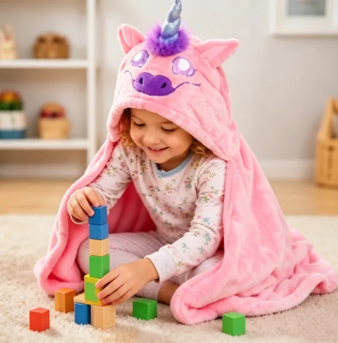 Manta Infantil Animal Con Capucha Y Ojos Led Brillantes