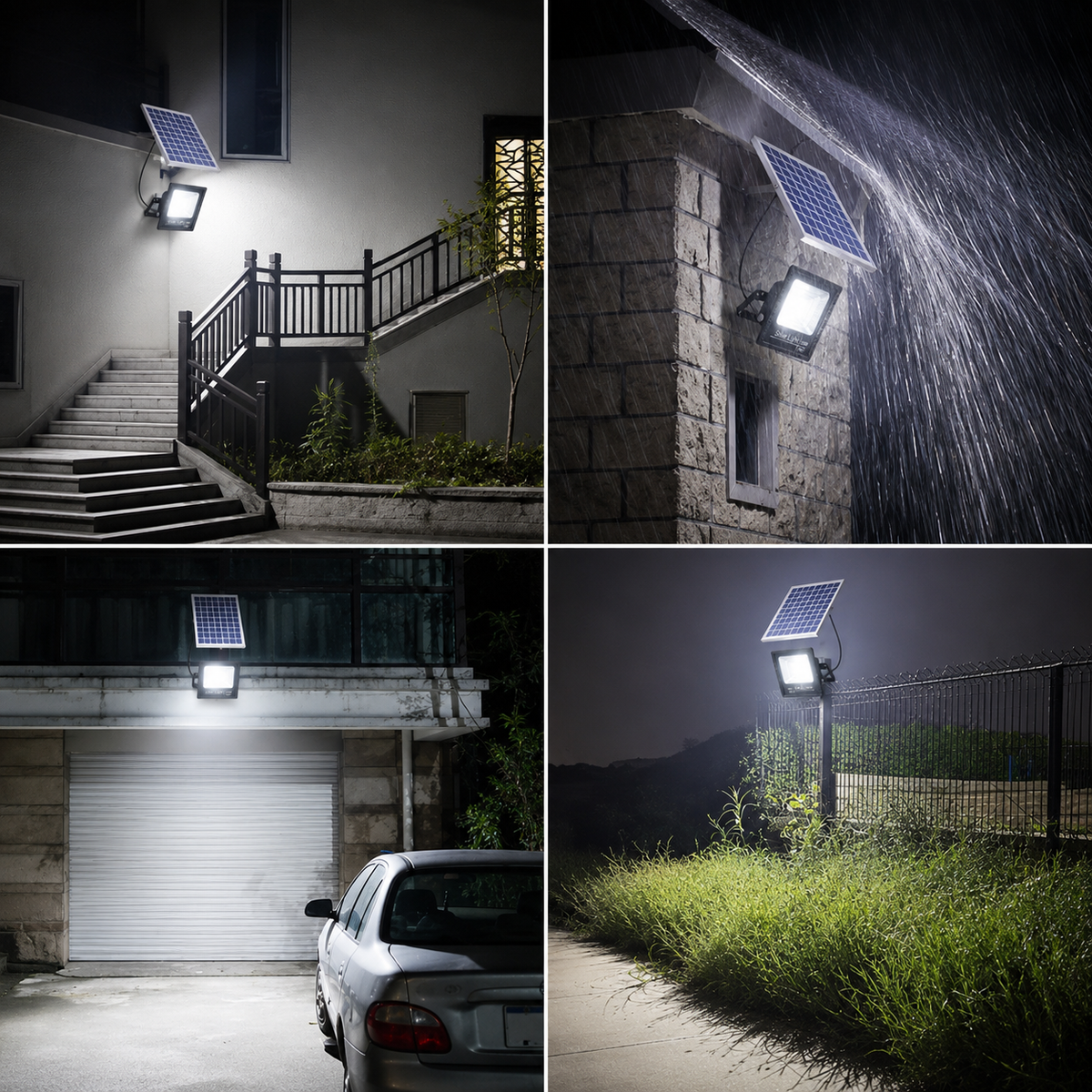 Foco Solar LED 300W IP67 con Panel y Control Remoto para Patio, Jardín y Exterior