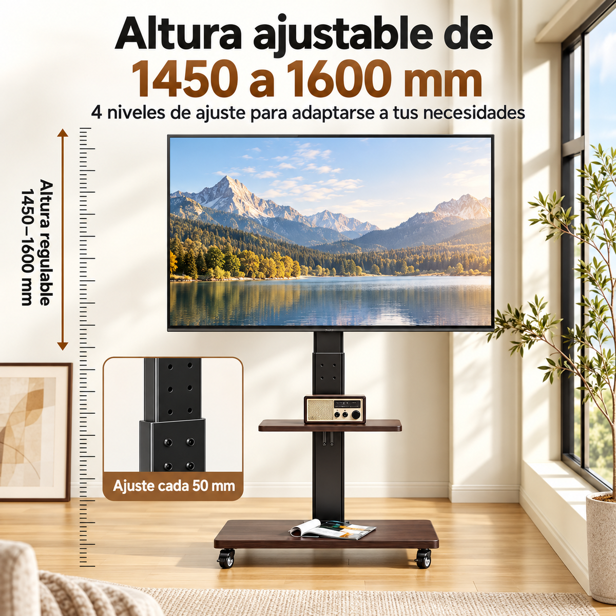 Soporte de Pie Móvil para TV 32 a 70 Pulgadas con Ruedas