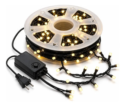 Guirnalda LED de 50 m con luces cálidas, carrete y controlador