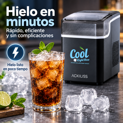 Máquina de Hielo Portátil 85W 12 kg/día con Autolimpieza para Hogar, Cocina, Quincho y Fiestas