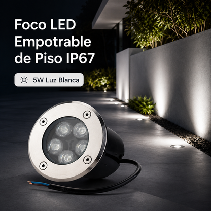 Foco LED empotrable de piso de cinco luces para jardín o sendero