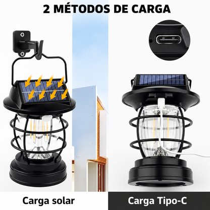 Carga solar y carga USB-C del farol portátil LED