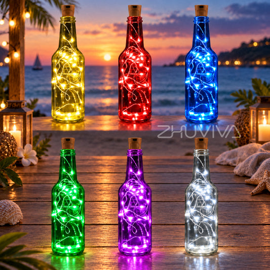 Pack 12 Luces LED para Botellas 3 m con Corcho para Navidad y Decoración