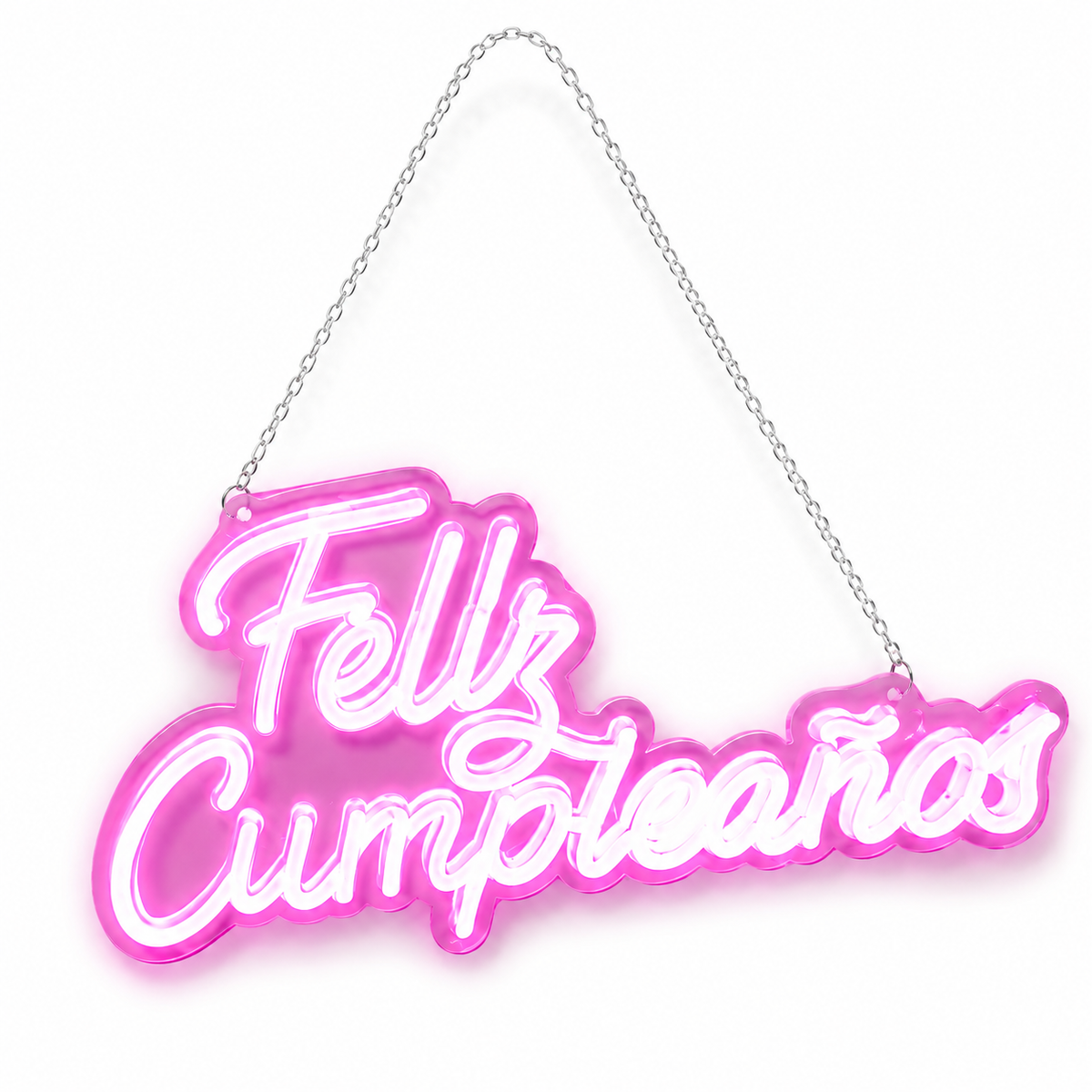Medidas del letrero neón LED Feliz Cumpleaños de 47 cm por 25 cm