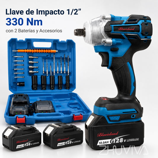 Llave de impacto inalámbrica 1/2 330 Nm con 2 baterías y maletín
