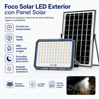 Reflector solar LED 2000W con panel solar de alta eficiencia para exteriores
