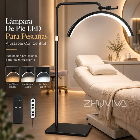 Lámpara Media Luna LED 36W de Pie con Control para Pestañas, Maquillaje y Estética