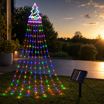Árbol De Navidad Solar Con Luz Cálida LED Para Jardín Terraza Balcón