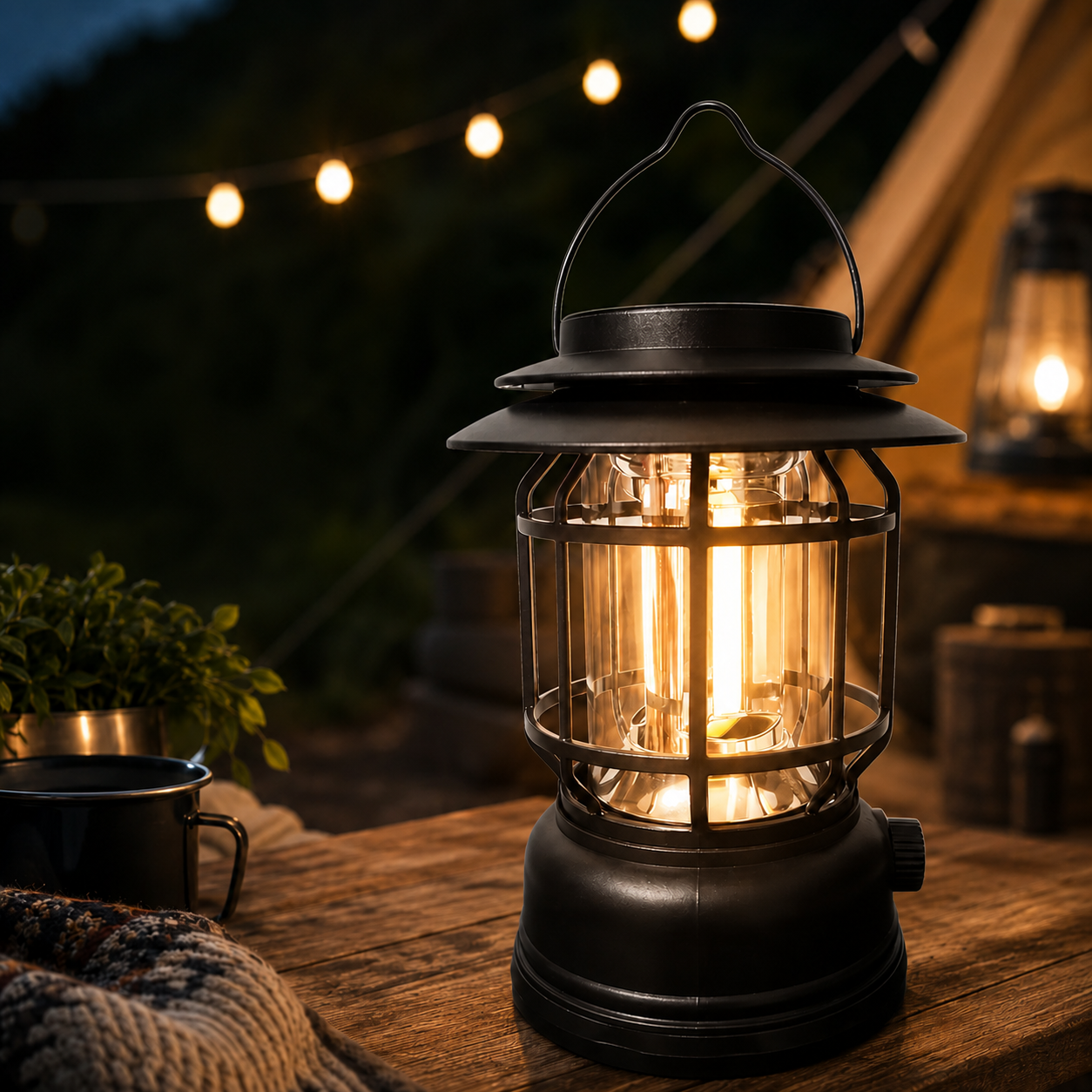 Farol LED recargable para mesa, terraza, camping y cortes de luz