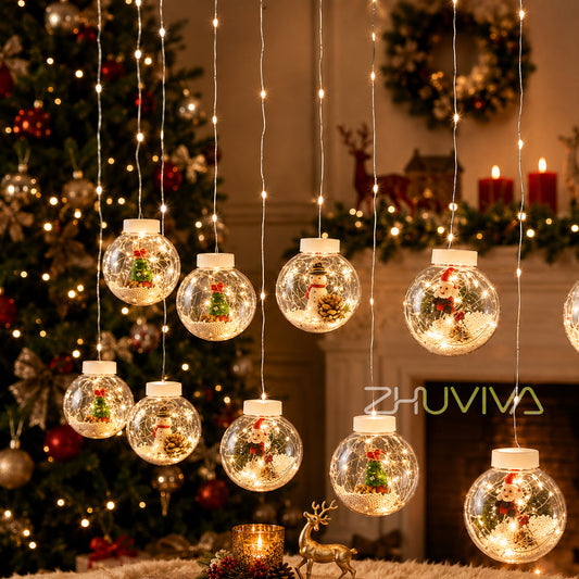 Cortina de Luces LED Cálidas 3 m con 160 Luces para Navidad y Decoración