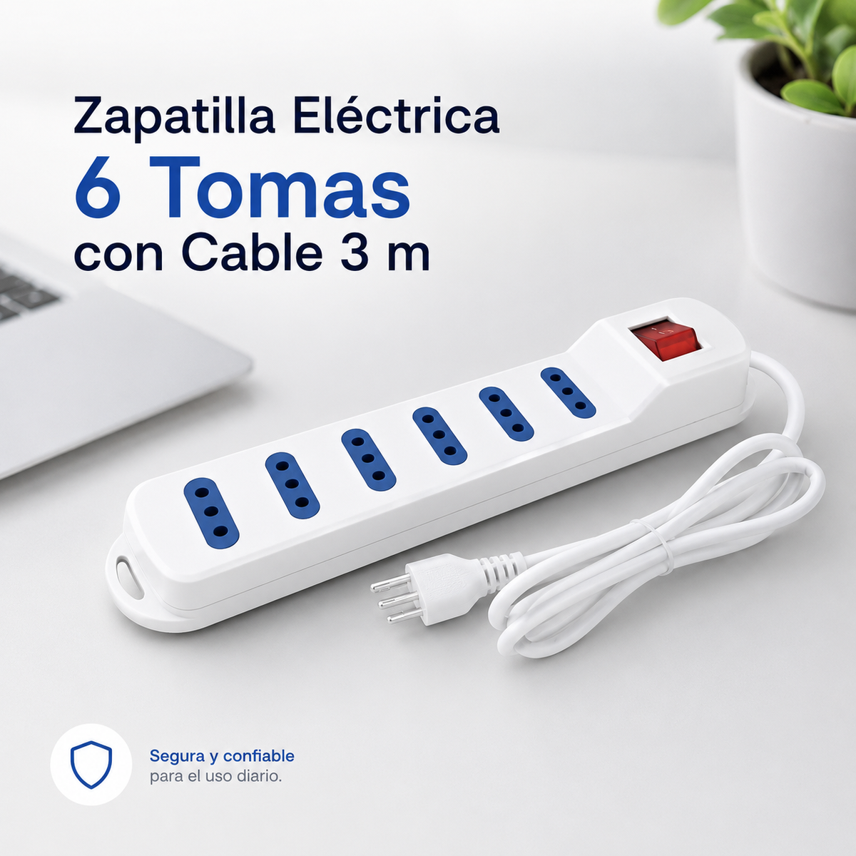 Zapatilla Eléctrica 6 Tomas con Cable 3 m