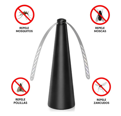 Ventilador Repelente de Moscas Negro para Mesa sin Químicos, Portátil para Terraza, Quincho y Camping