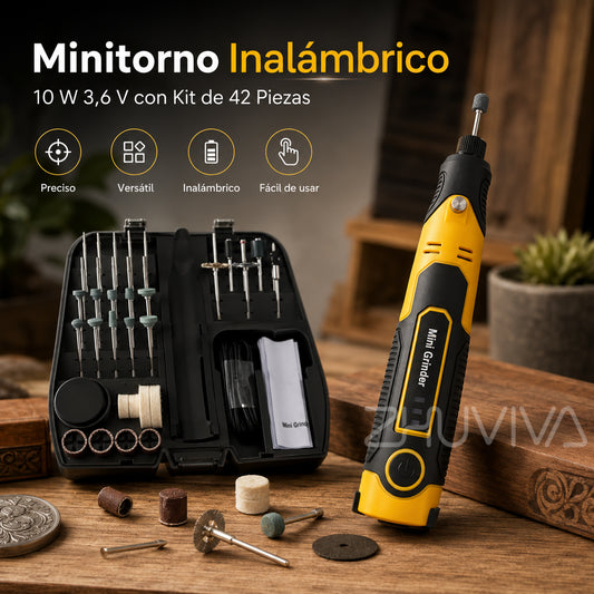Minitorno inalámbrico 10 W con kit de 42 piezas en estuche