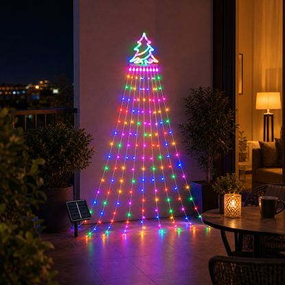 Árbol De Navidad Solar Con Luz Cálida LED Para Jardín Terraza Balcón