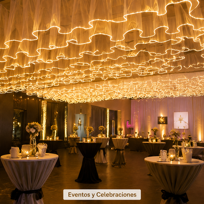 Cortina de Luces LED Tipo Telón 100×70 cm Luz Cálida para Bodas y Eventos