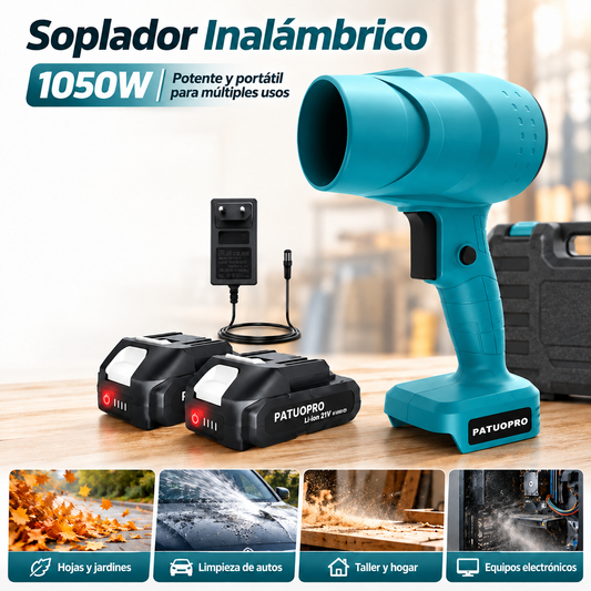 Soplador Inalámbrico 1050W con Batería, Cargador y Maleta