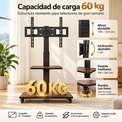 Soporte de Pie Móvil para TV 32 a 70 Pulgadas con Ruedas