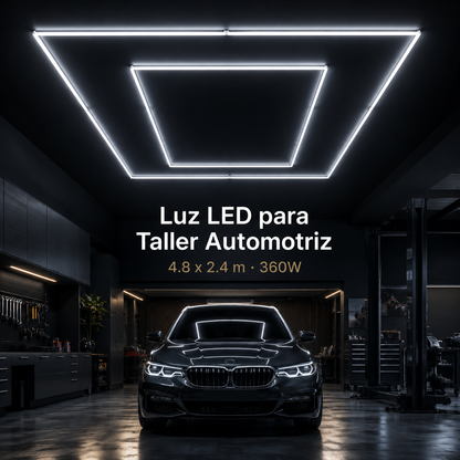Kit de Luces LED de Techo 4.8x2.4m Luz Fría para Garaje