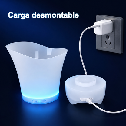 Base desmontable de cubitera LED conectada a cargador para recarga