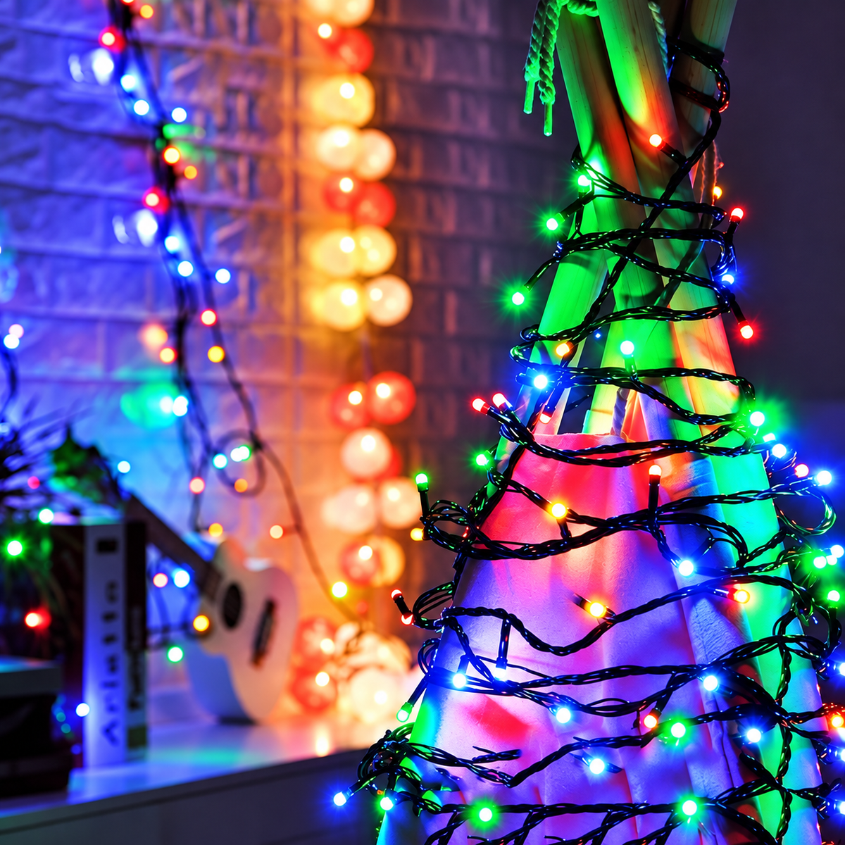 Guirnalda de luces LED multicolor con modos de iluminación para Navidad