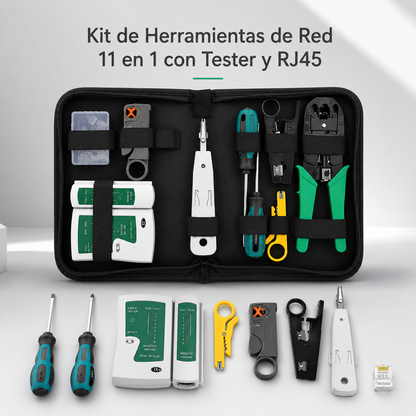 Kit de Herramientas de Red 11 en 1 con Tester y RJ45