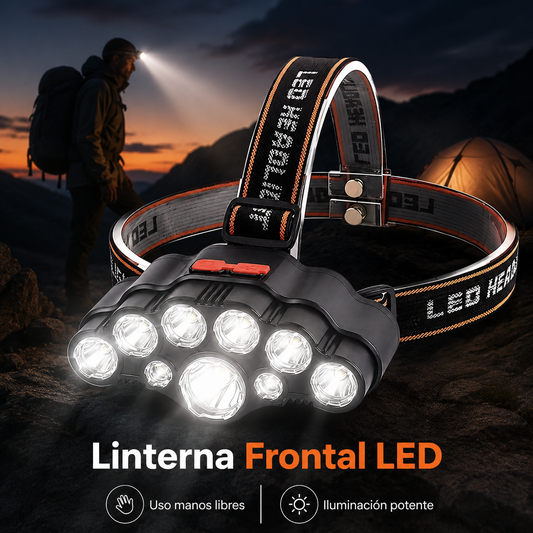 Linterna Cabeza 8 Led Recargable Con Baterías Incluidas