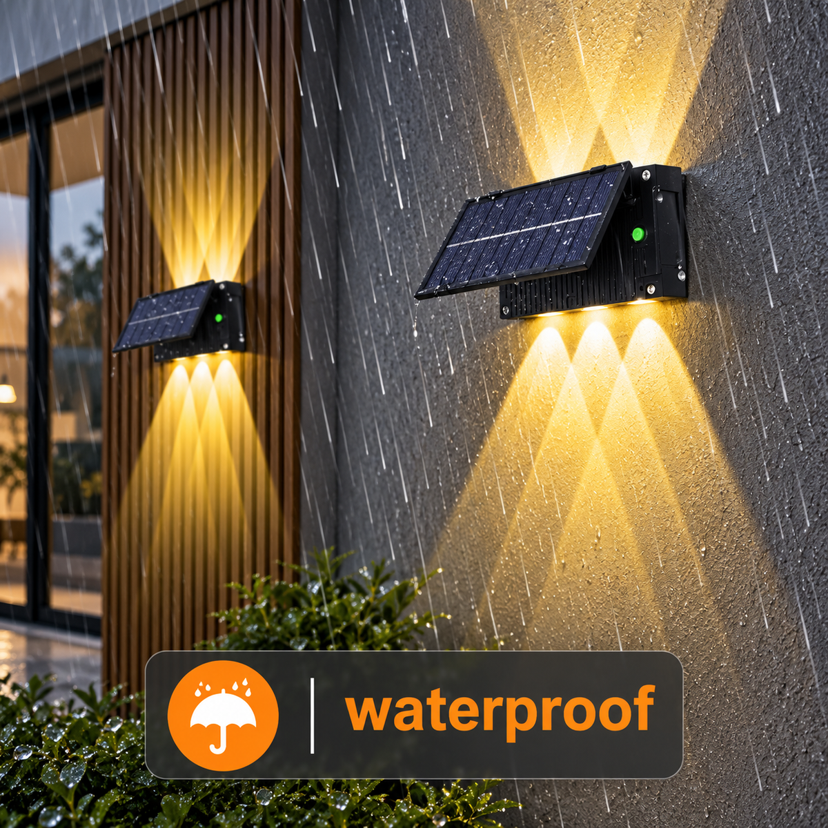Aplique Solar LED Exterior 6 W Luz Cálida para Muro, Jardín y Navidad