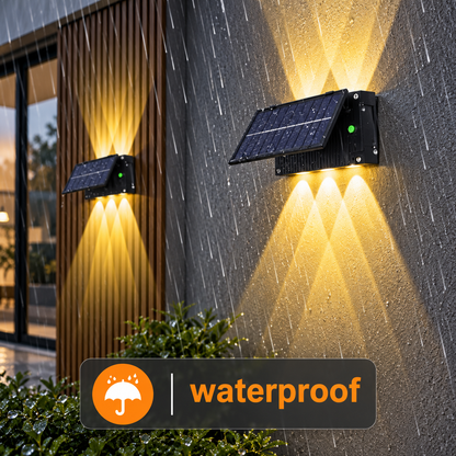 Aplique Solar LED Exterior 6 W Luz Cálida para Muro, Jardín y Navidad