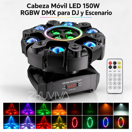 Cabeza móvil LED 150W RGBW DMX con control para DJ y escenario