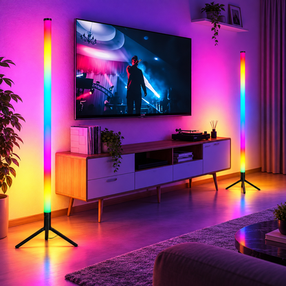Lámpara de Pie LED RGB 1 m con Trípode para Dormitorio y Decoración