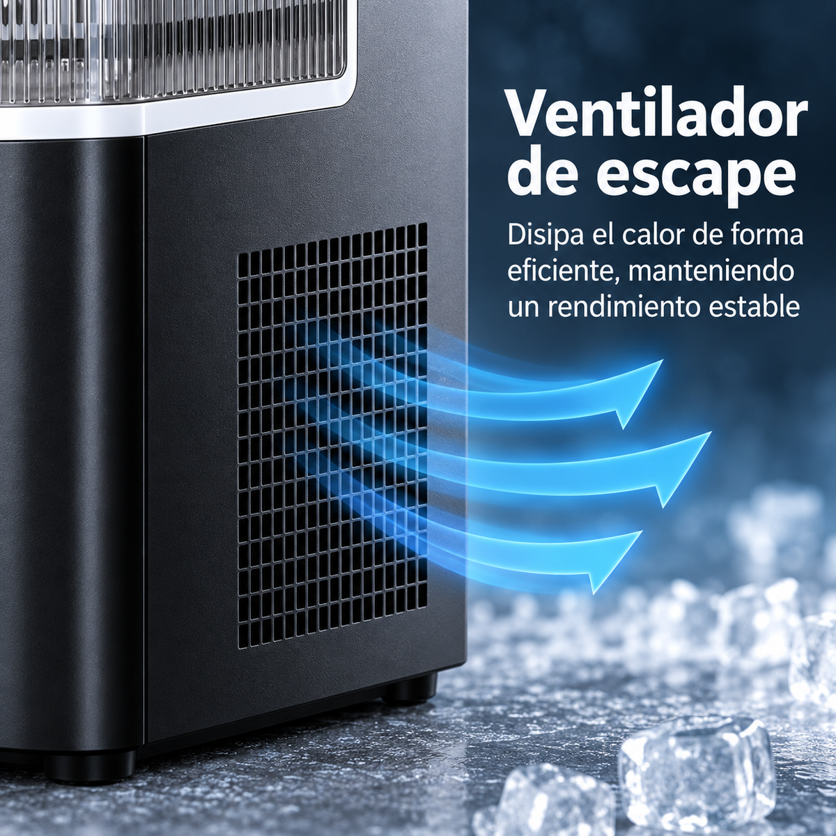 Máquina de Hielo Portátil 85W 12 kg/día con Autolimpieza para Hogar, Cocina, Quincho y Fiestas